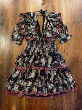 Calling June metallic ruffle mini dress size S